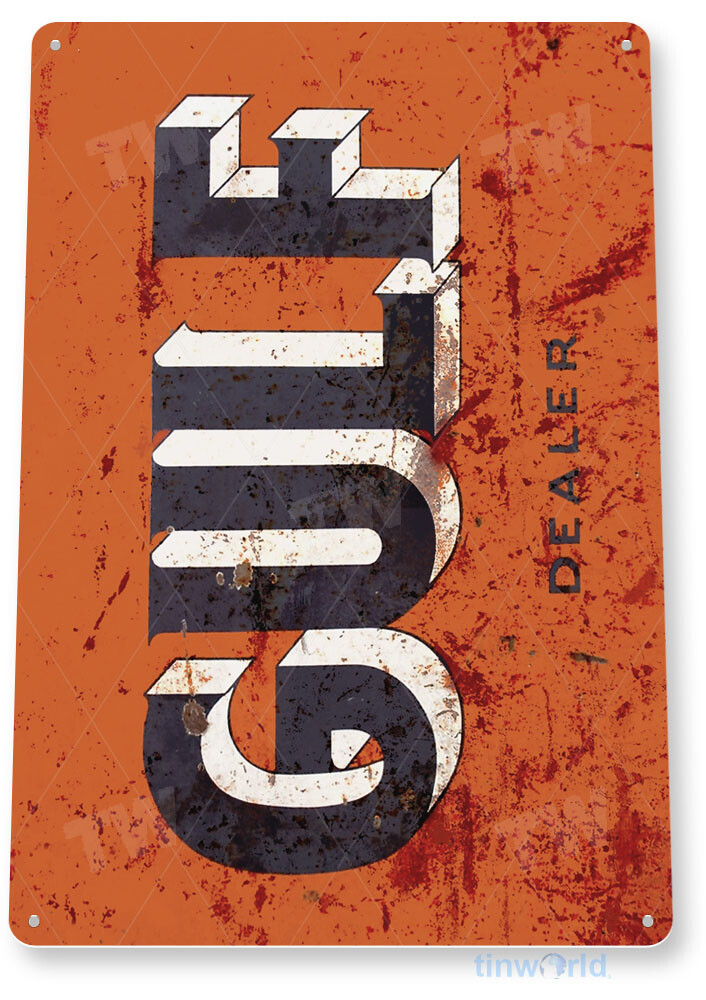 Gulf Dealer Gas Oil Sign, Station, Garage, Auto Shop, Retro Rustic Tin Sign A834