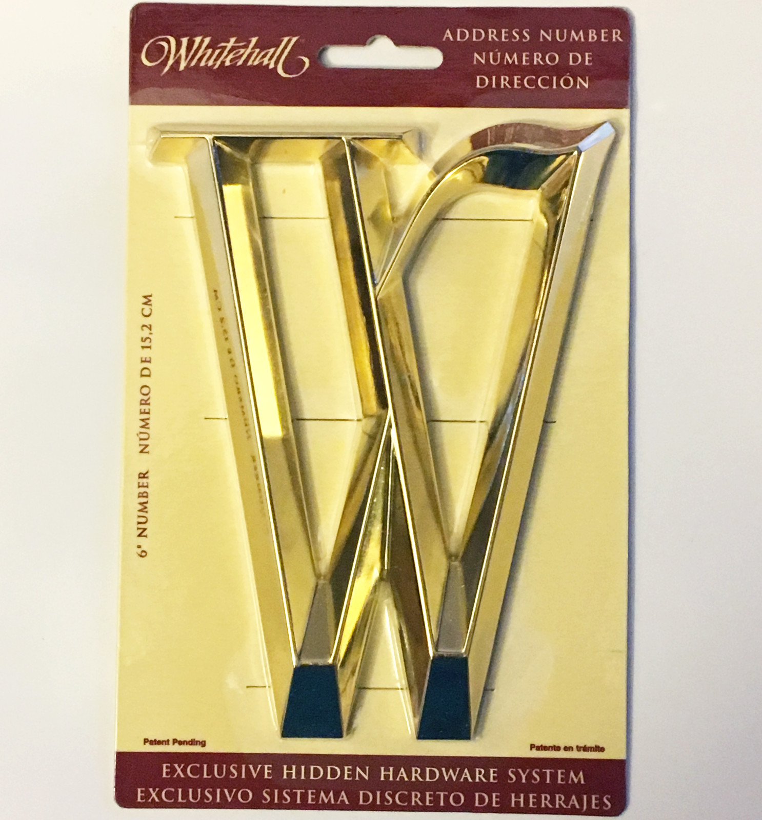 WHITEHALL Door House Address Street Number Letter W Polished Brass 6″ 152mm 6 in