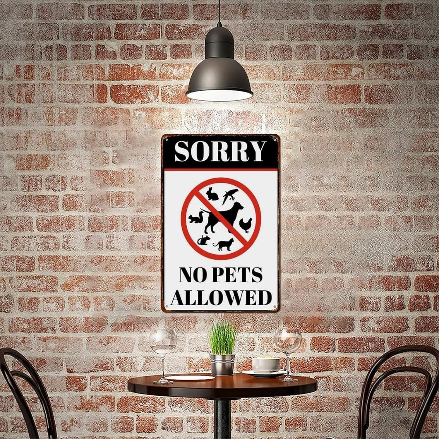 Rustic Sorry No Pets Metal Sign Salon Spa Apartment Business Safety Wall Gift