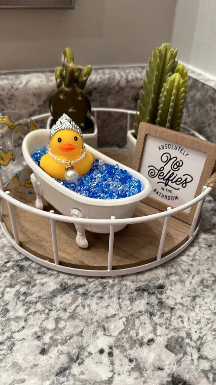 New “Absolutely No Selfies in the Bathroom” Mini Wood Hanging Sign Decor Bath 3″