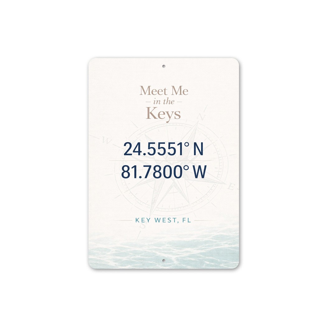 Meet Me In The Keys Key West Florida Coordinates Sign