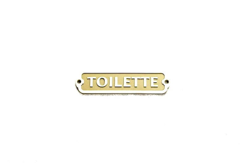 Solid Brass TOILETTE Door Sign Plaque Nautical Wall Plate Vintage Bathroom Decor