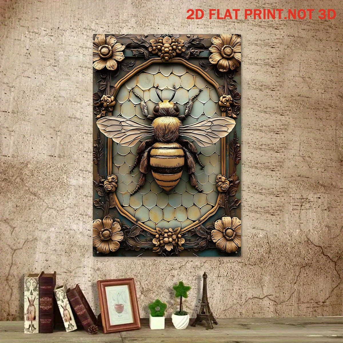 Vintage Ornate Bee Metal Sign Elegant Rustic Home Decoration Nature Lover Gift