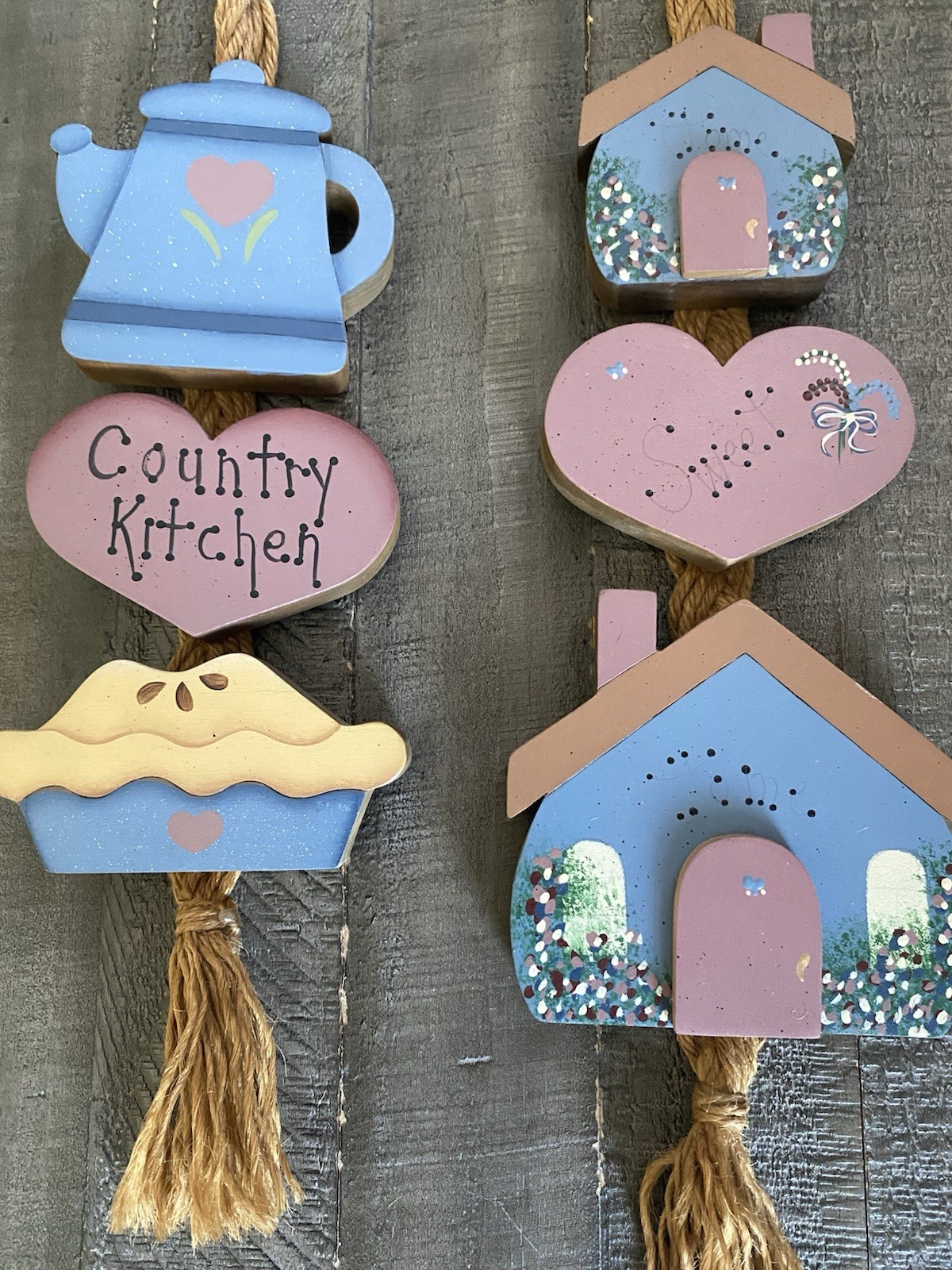 Vintage 80s Country Kitchen Home Sweet Home Wooden Wall Decor Cottagecore Rustic