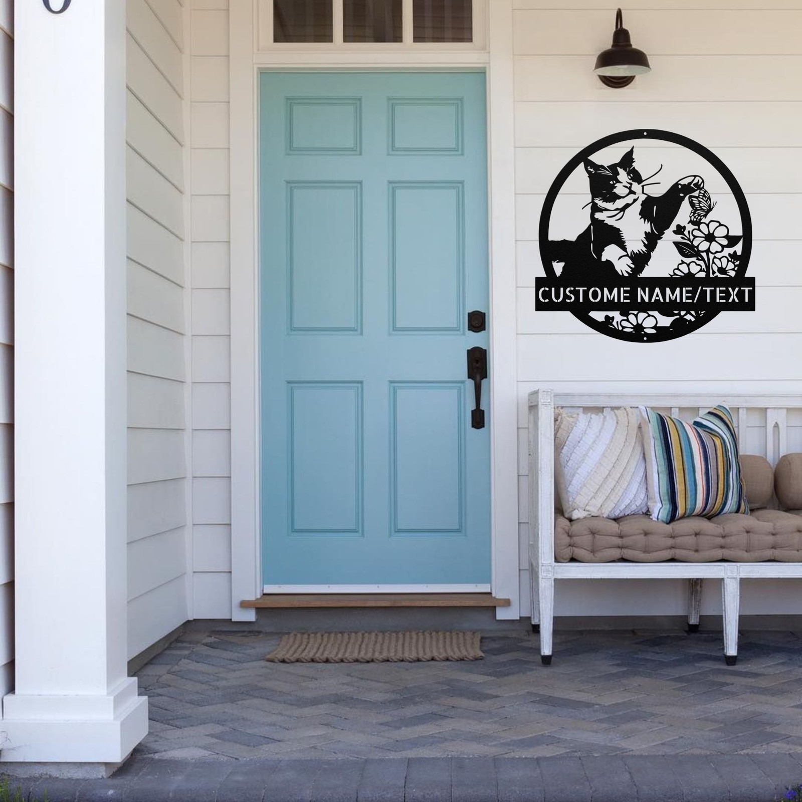 Personalized Cute Cat Metal Sign Custom Pet Wall Decor Gift for Cat Lovers