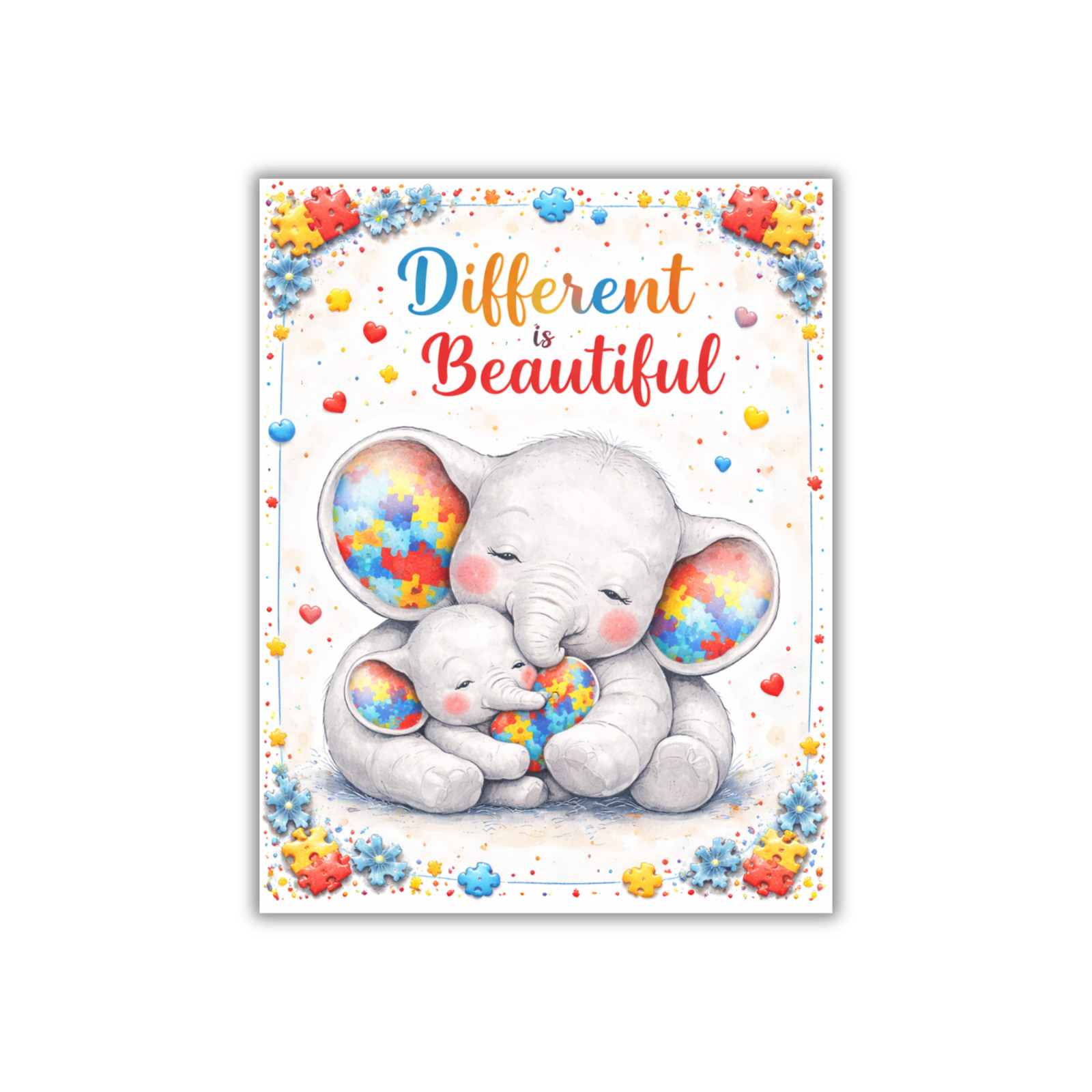 Autism Awareness Elephant Sign or Door Hanger 8 x 10 inches