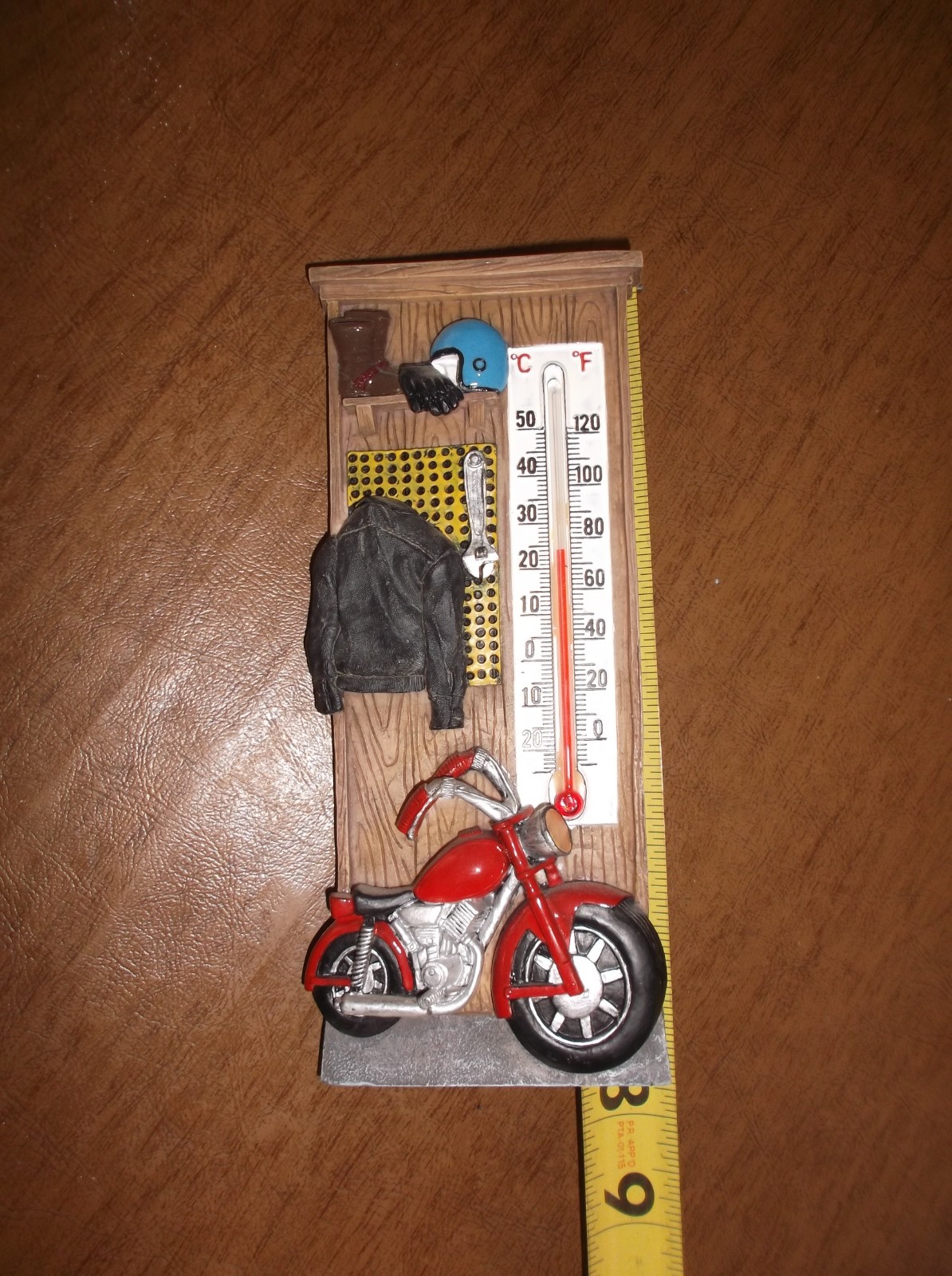Spooniques Crystal Sea Maui Souvenir Motorcycle Wall Plaque thermometer 7-1/2″T