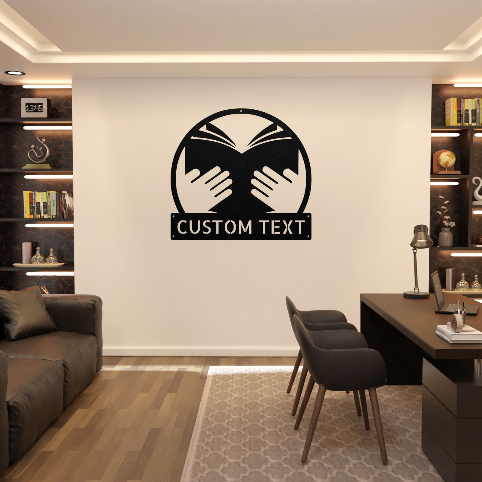 Custom Library Metal Wall Art Sign Personalized Home Office Library Decor Signs