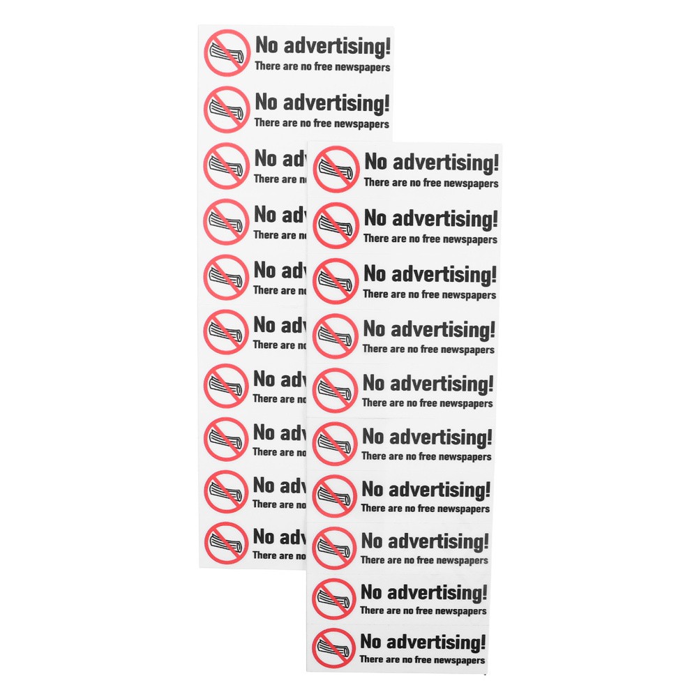 20Pcs Durable PVC No Junk Mail Stickers for Home Mailbox Warning Sign Decals