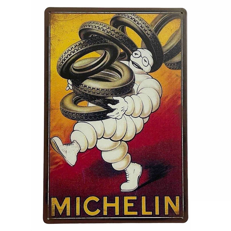 Michelin Man Juggling Tin Sign for Shed Garage or Man Cave 30cm x 20cm