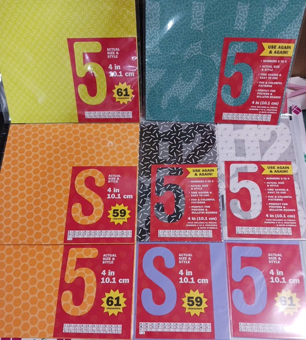 Paper Letters and Numbers Die-cut perforated. 2 sets alphabets, 6 sets numbers