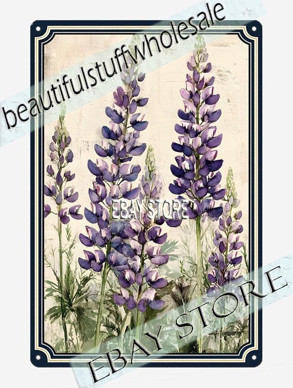 Lupine Metal Tin Sign Purple Wildflowers purple meadow modern bedroom designs