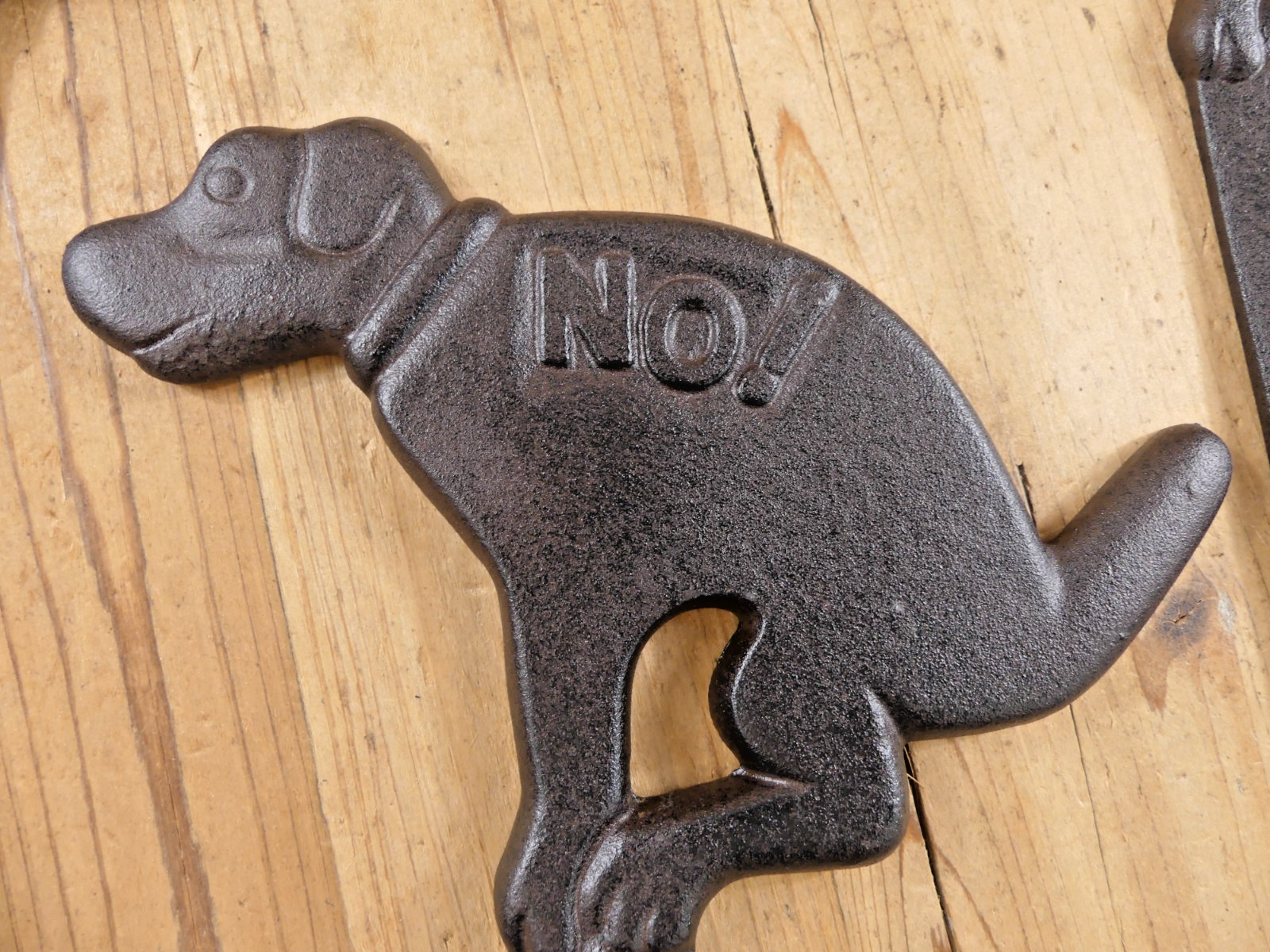 3 No Pooping Dog Yard Sign Cast Iron Rustic Large Stop 12 1/2″ X 9 1/4″ Ground