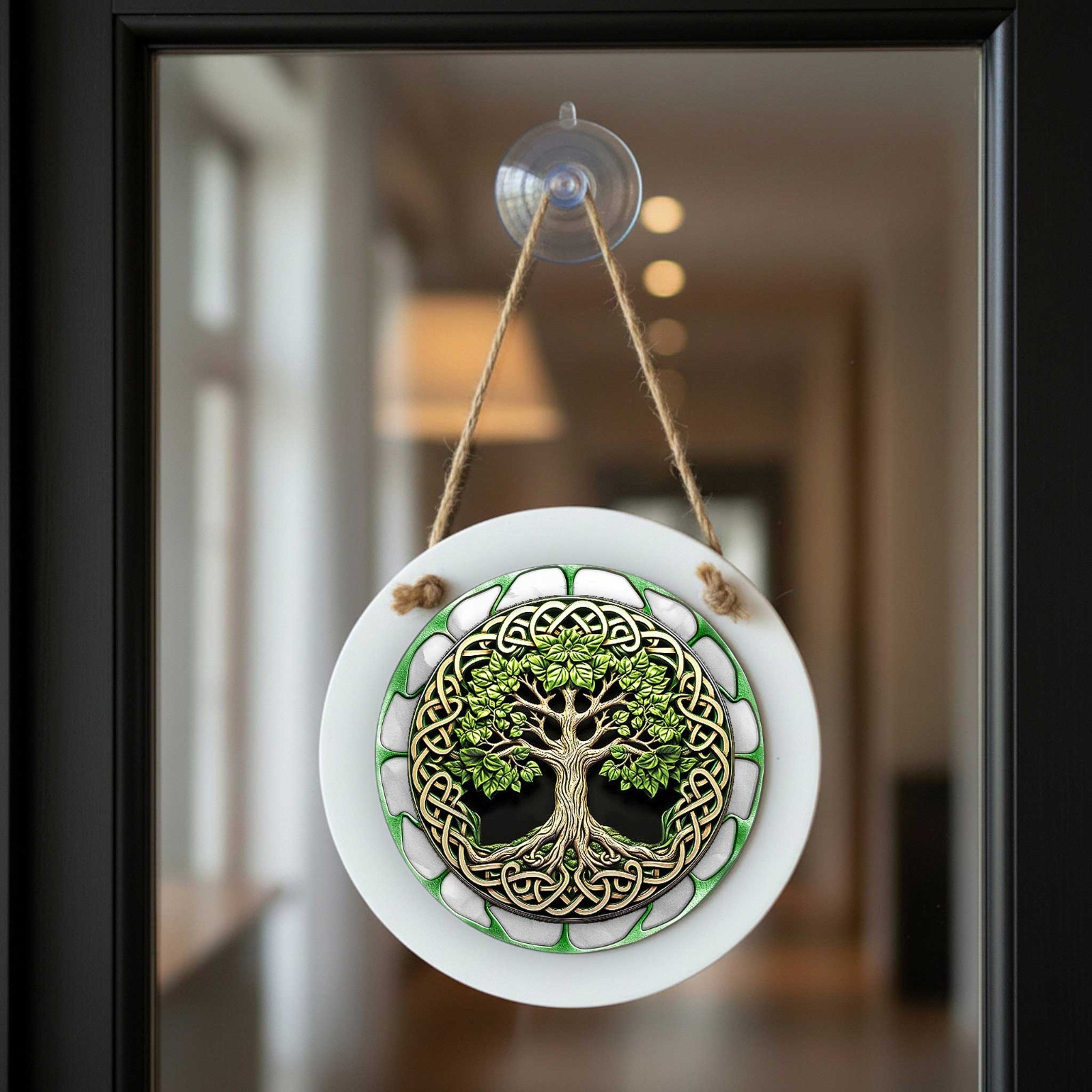 Tree of Life Sign – Small Wall or Window Hanging Wreath Accent Plaque 4.8 Inches