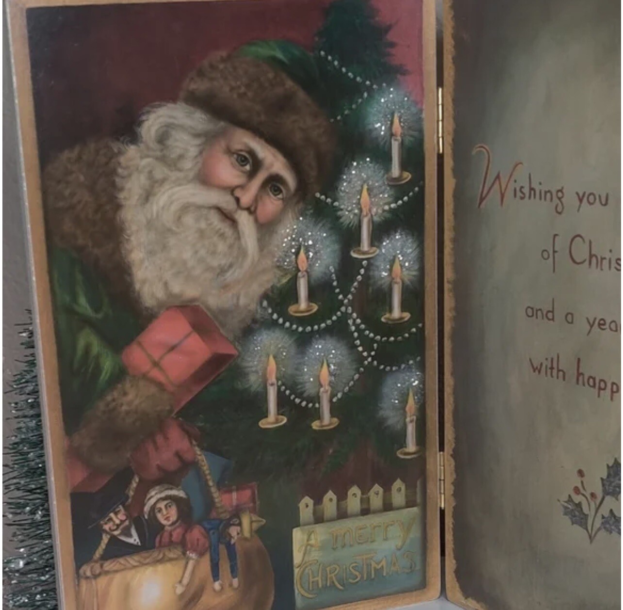 Vintage Retro Looking Christmas Wooden Book Decor