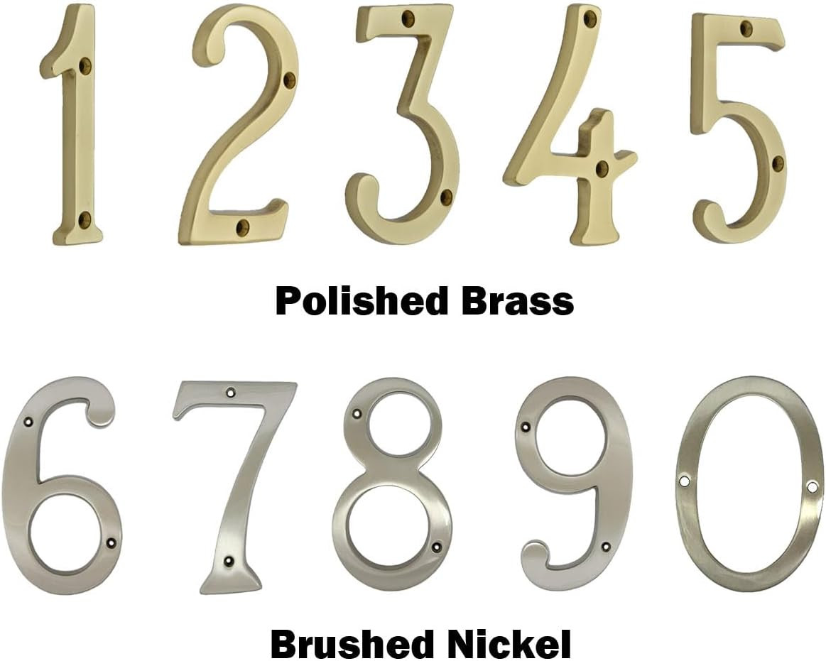 Traditional Heavy Forged Brass House Number, 6″, Polished Brass Lacquered, 1, 1