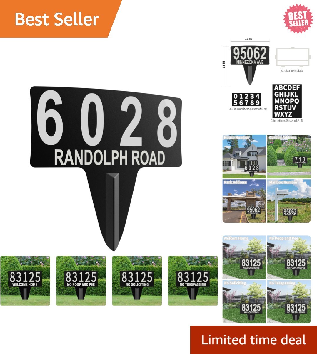 Elegant Metal Address Sign – High Visibility Waterproof Yard Plaque (11×11 In)
