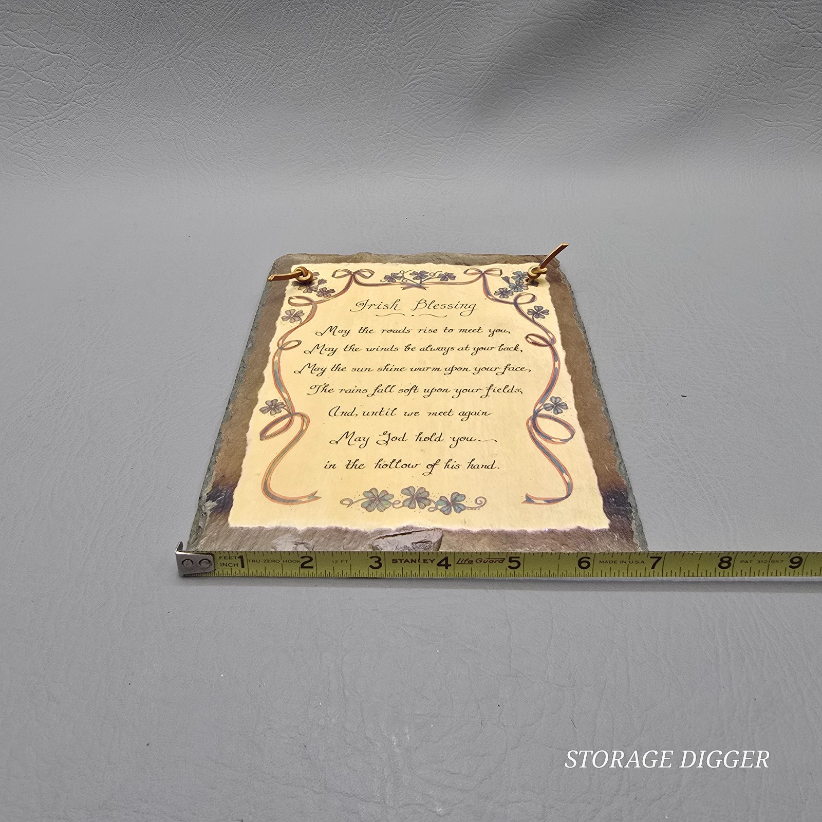 Vintage Irish Blessing Art Print on Stone Base Hanging Wall Plaque 8.75″x6.75″