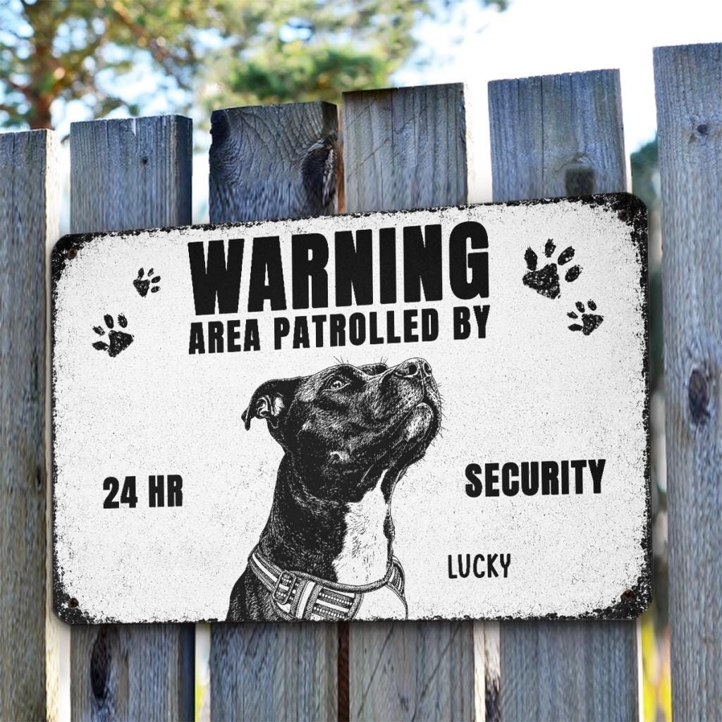 Custom Funny Photo Warning Metal Sign, Dog Lover Gift, Outdoor Welcome Decor
