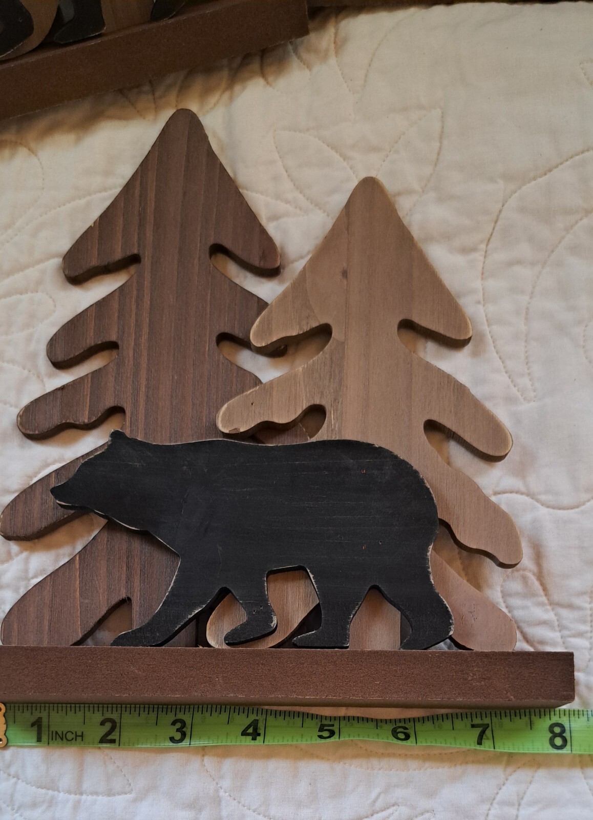 3- Bear Wooden Cabin Home Decor Trees Cabin Core Nature Standing Wood Figures