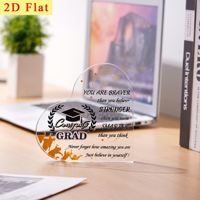 Inspirational Graduation Gift Heart Shaped Acrylic Plaque High School College