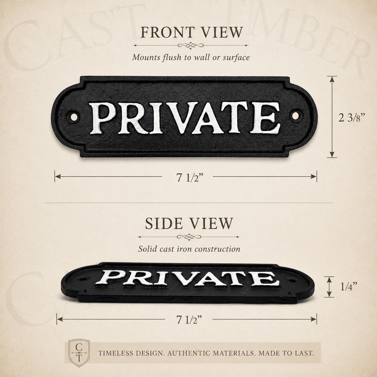 PRIVATE Door Sign Cast Iron Plaque Wall Gate Sign Rustic Vintage Black