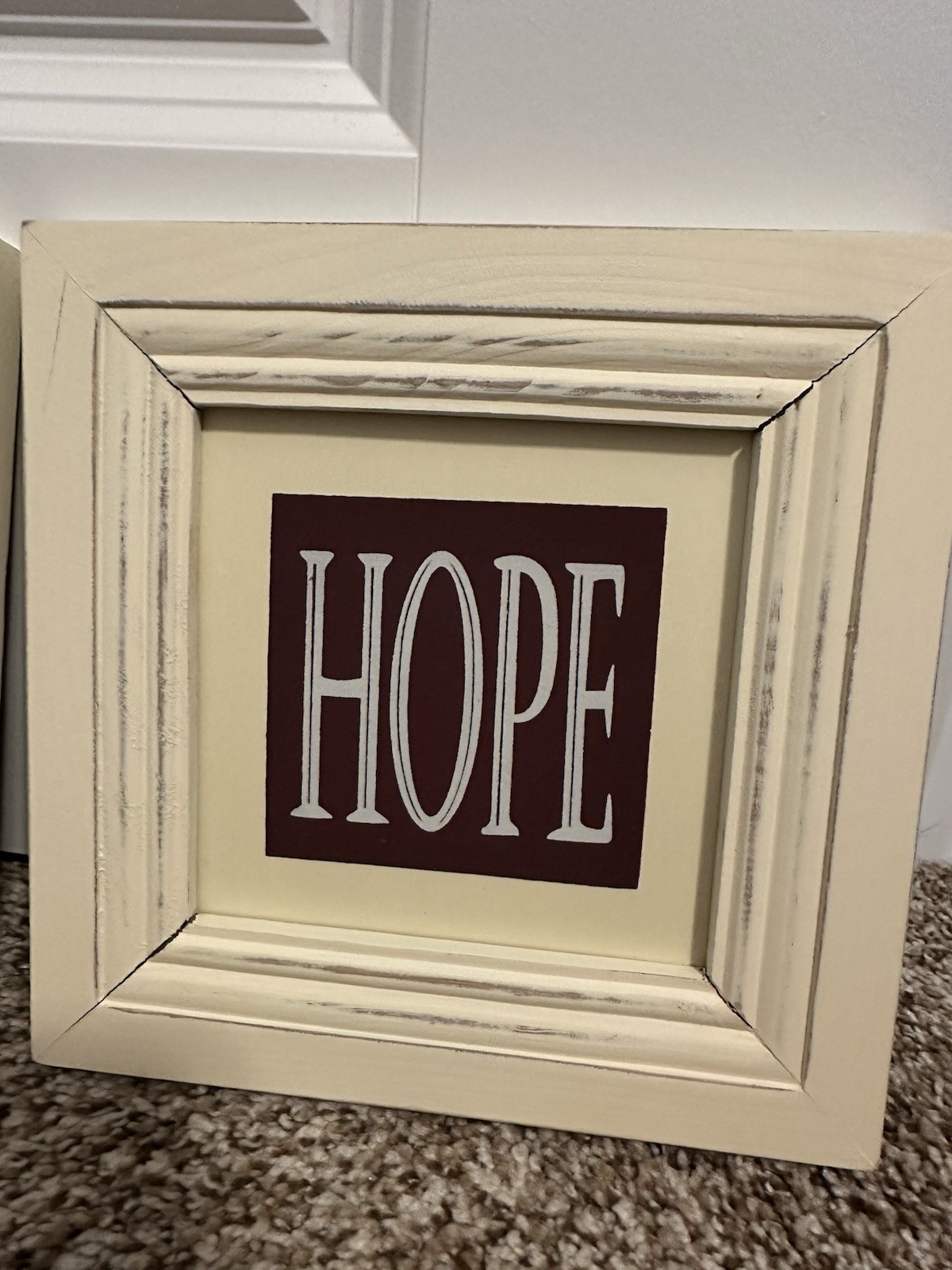 Faith And Hope Wall Hanging Decorations 7×7 In Cream Colored Frame