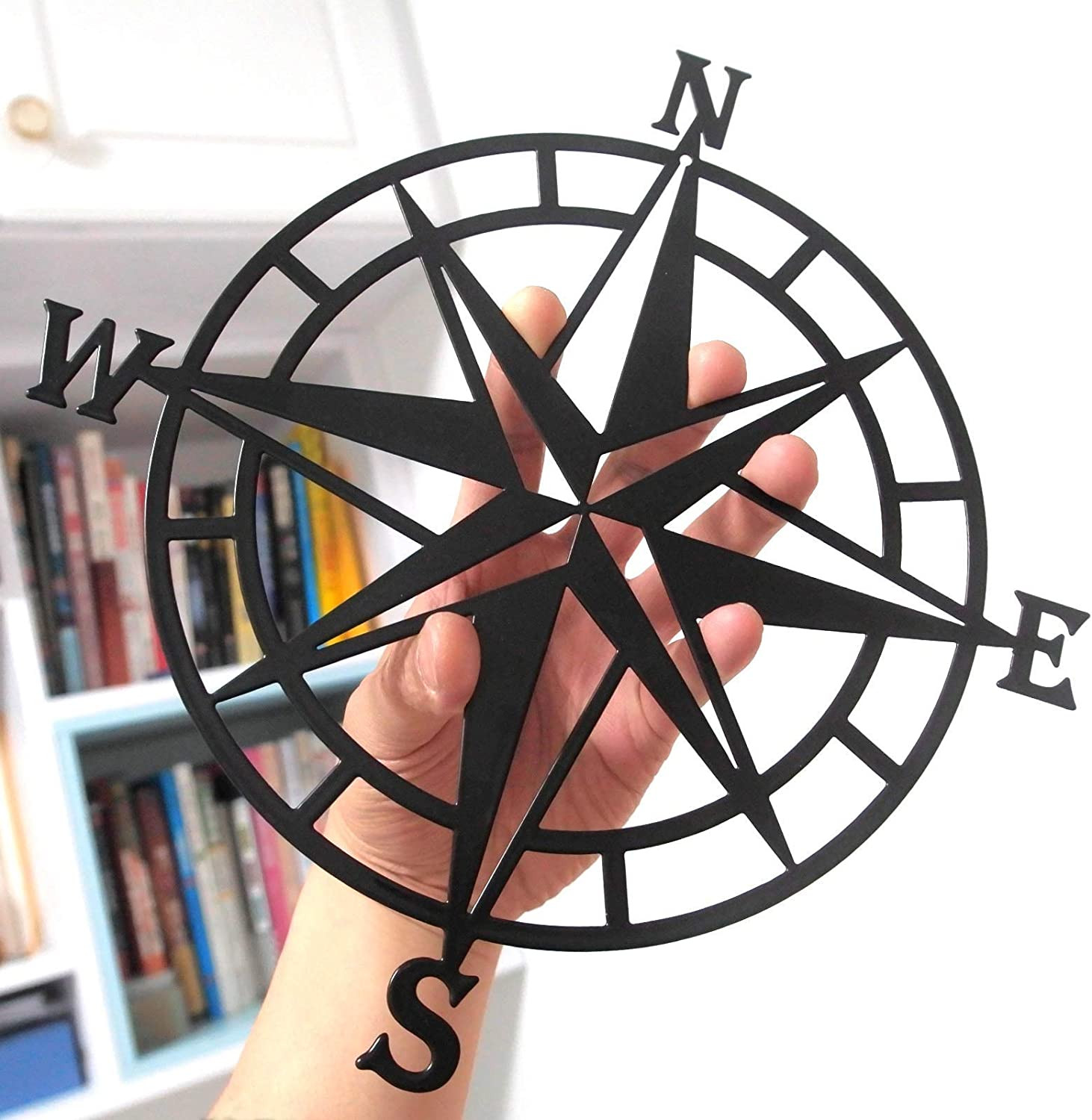 11 Inches Metal Decorative Nautical Compass Wall Decor, Living Room Bedroom O…