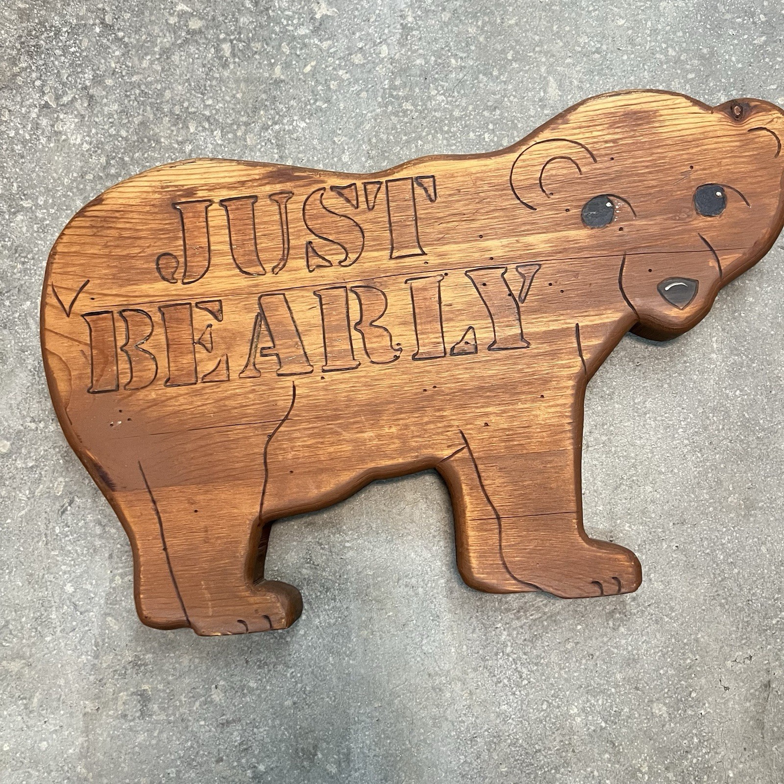 Vintage Wooden Bear Wall Hanging Home Decor “just Bearly”