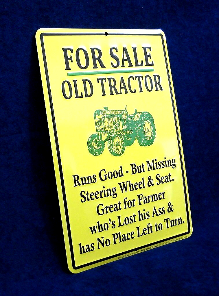 TRACTOR FOR SALE *US MADE* Embossed Metal Sign – Garage Barn Shop Man Cave Decor