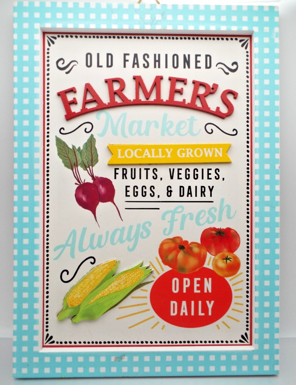 The Pioneer Woman Farmer’s Market Vegetables Fruits 12in Wooden Hanging Sign