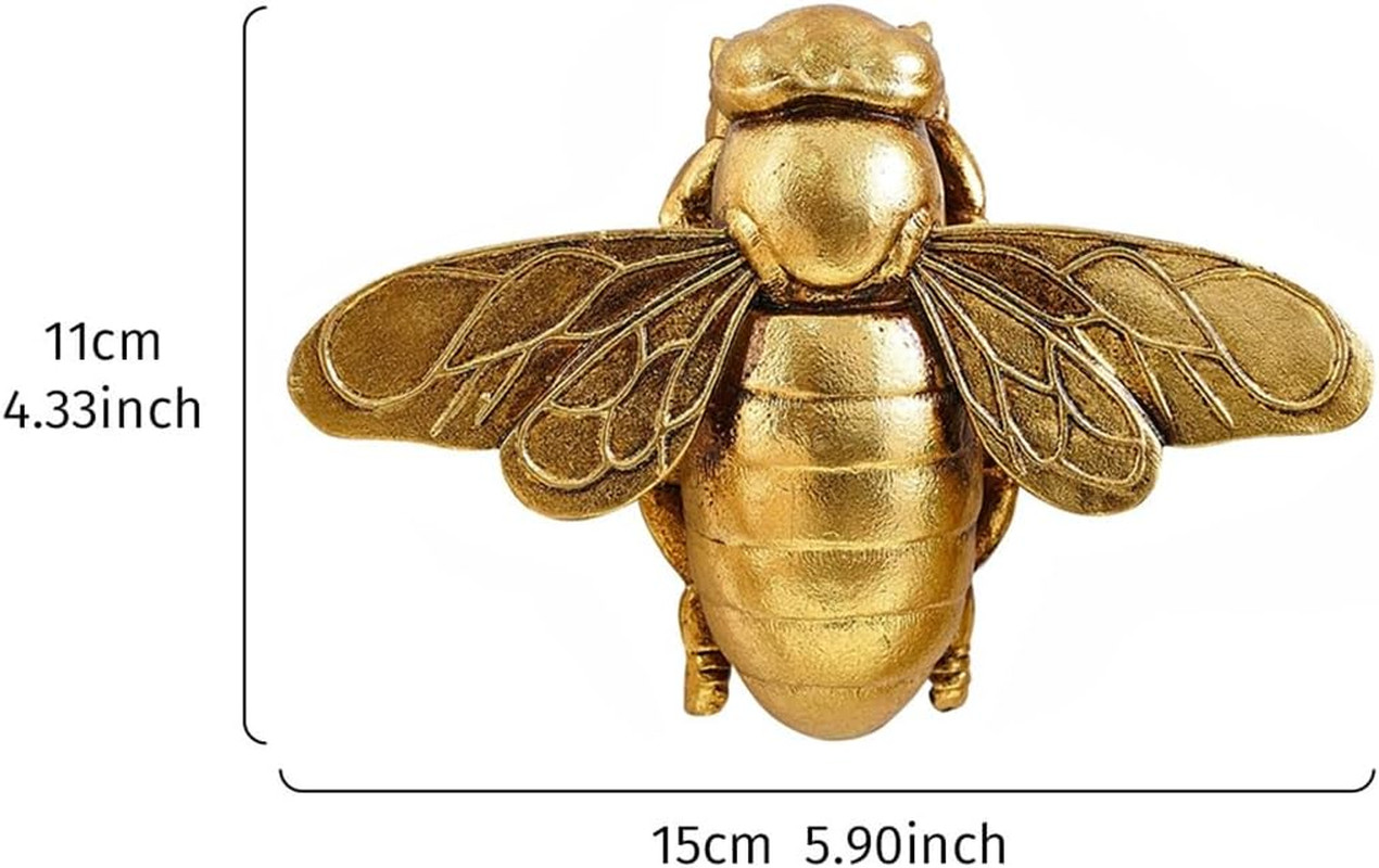 Gold Bee Wall Decor Resin Bug Wall Art (Metallic Gold) | 3D Hanging Honey Bee Wa