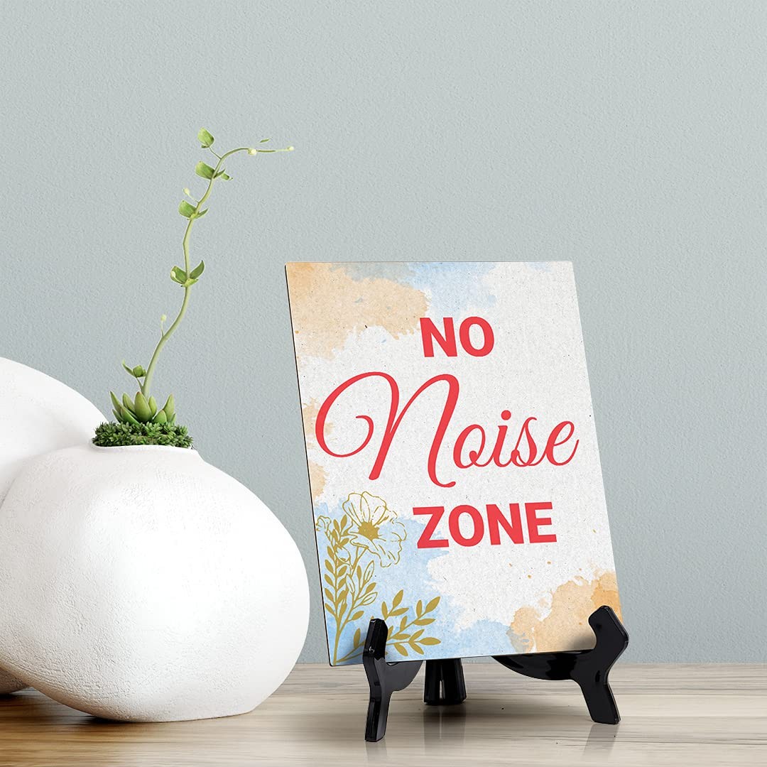 Signs ByLita No noise zone, Blue Watercolor Table Sign (6 x 8″)