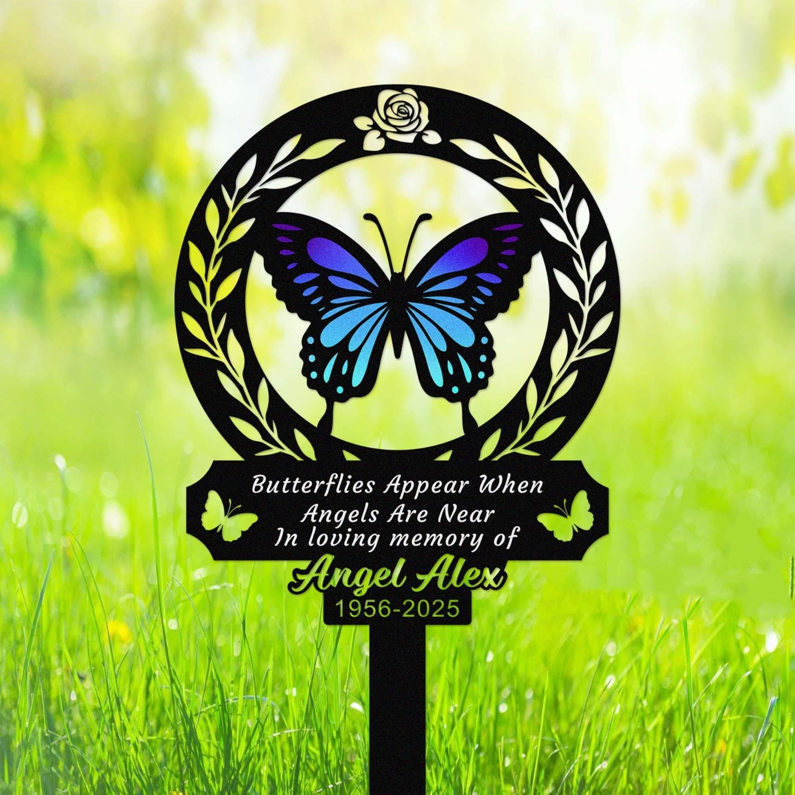 Butterfly Memorial Garden Stake, Personalized In Loving Memory Yard Sign
