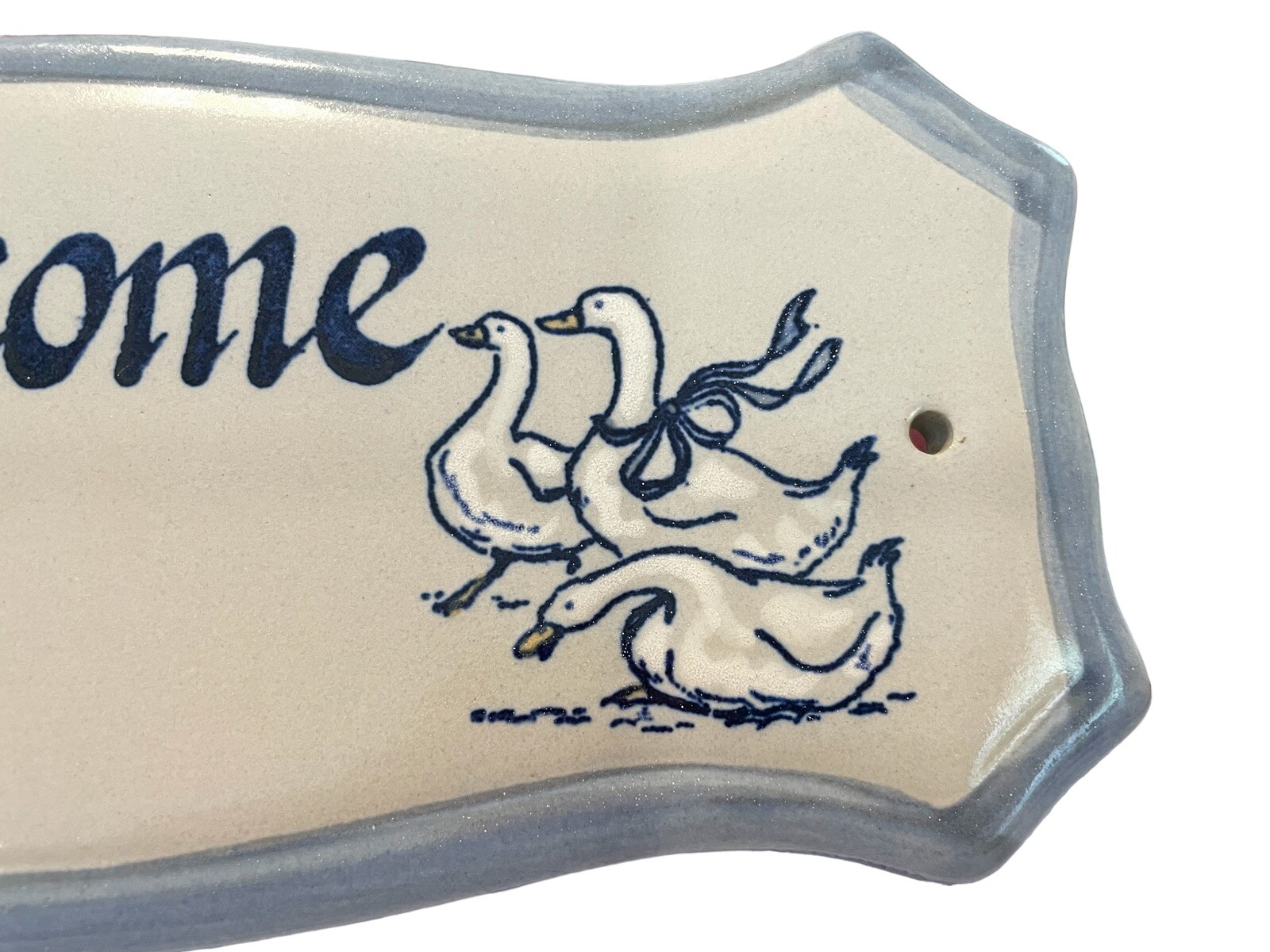 LOUISVILLE Stoneware Pottery Welcome Duck Door Plaque Sign Rectangular 11.5×4.5
