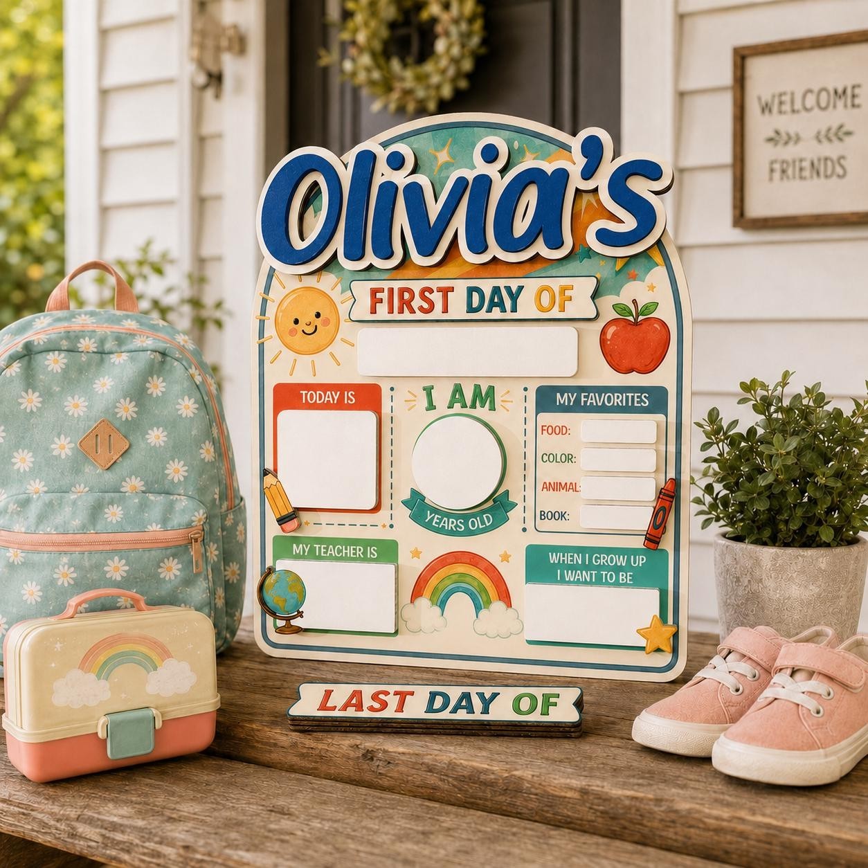 Personalized First & Last Day School Sign, Custom Back to School Board