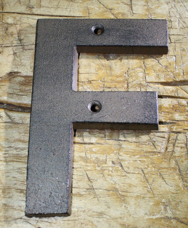 Cast Iron Industrial LETTER F Sign Rustic Brown 5″ tall Alphabet