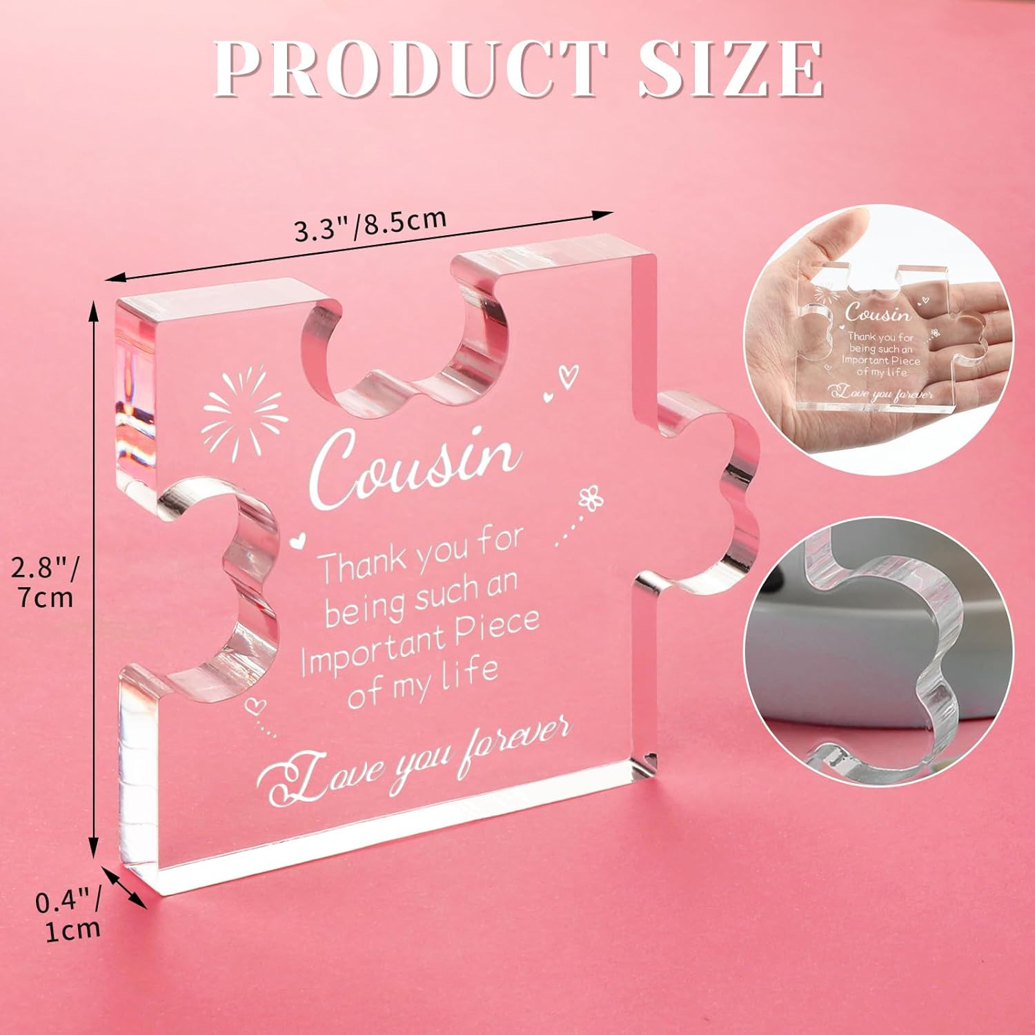 Funnli Cousin Gifts for Women Acrylic Plaque – Mothers Day Graduation Christmas
