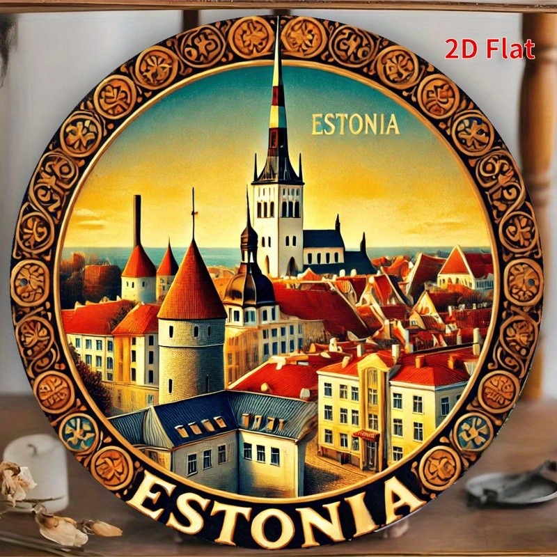 Round Iron Sign Aluminum Sign 8 Inch Round Tallinn Old Town Estonia Funny