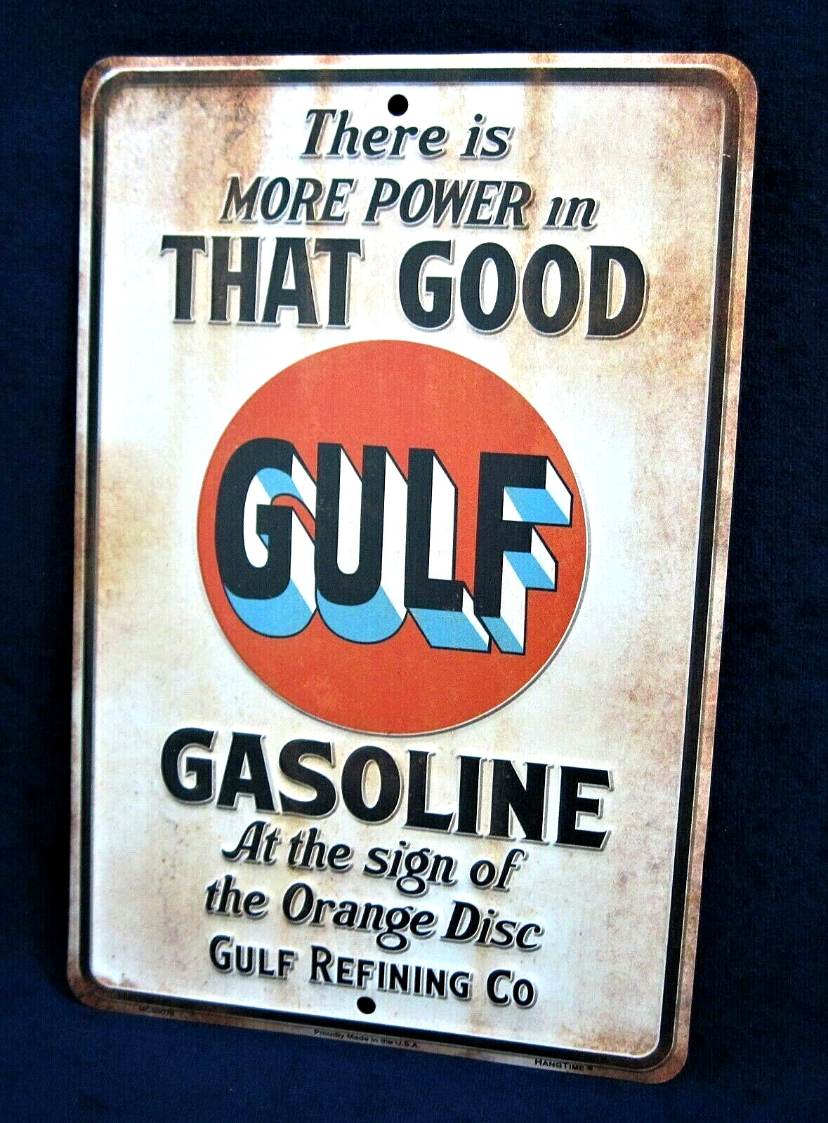 GOOD GULF GASOLINE – *US MADE* Embossed Metal Sign – Man Cave Garage Bar Decor