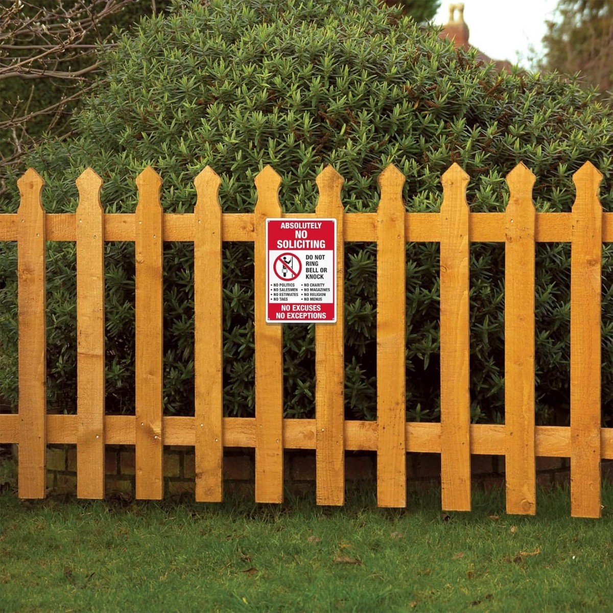 Smart Sign Absolutely No Soliciting Stickers, Aluminum (Red)