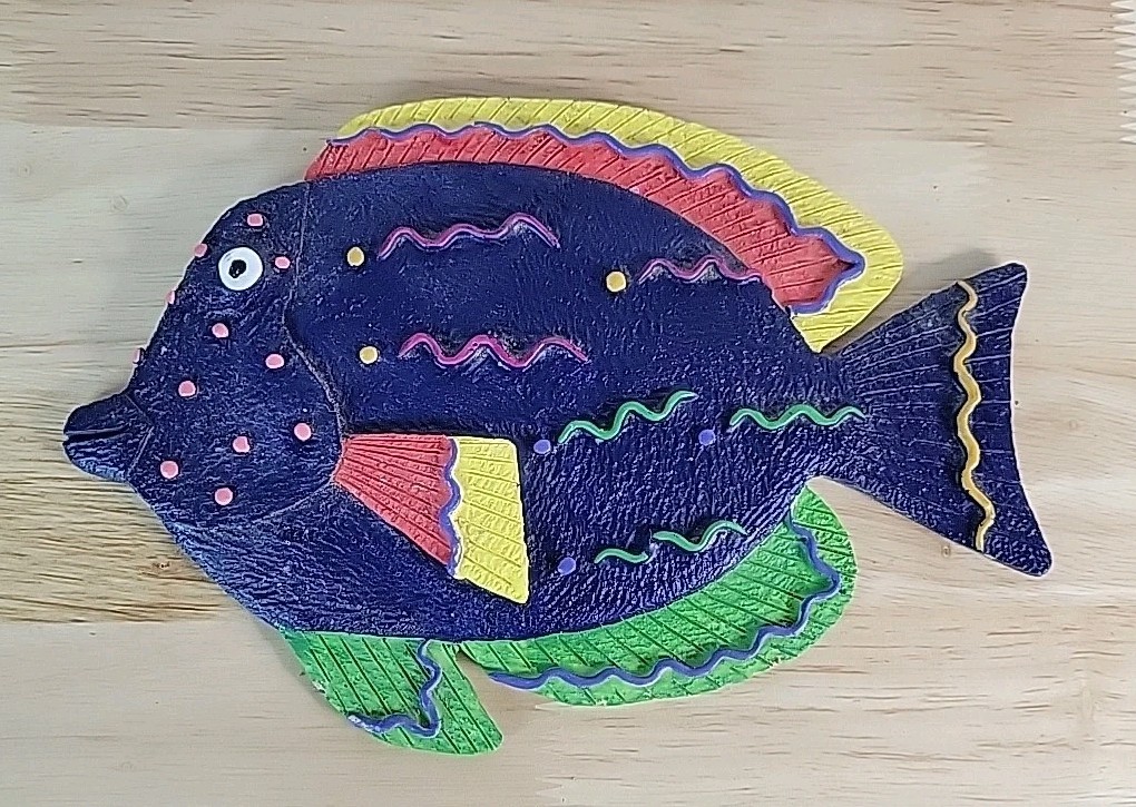 Set of 6 Glitter Tropical Fish Seahorses Resin Vintage Hanging Wall Decor