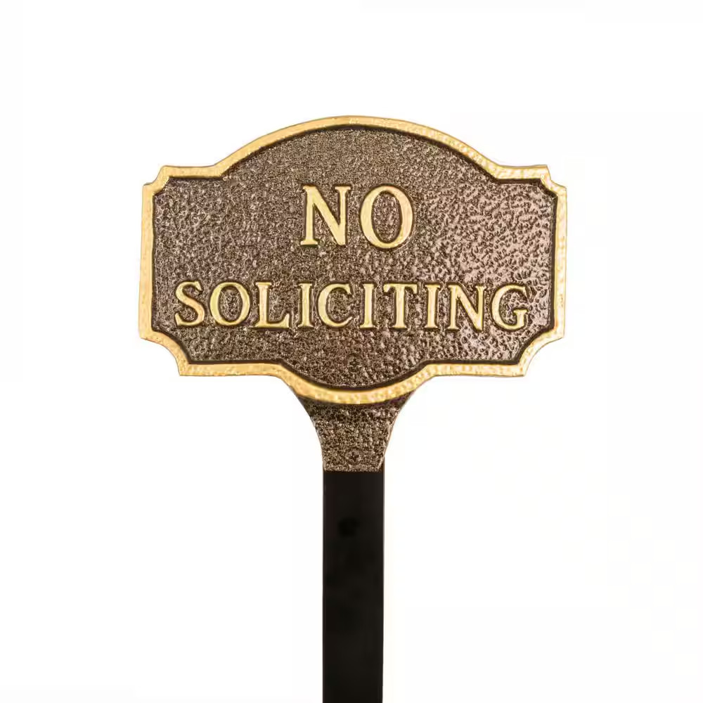 4.5 In. X 7.15 In. Petite Montague No Soliciting Statement Plaque Sign with Lawn