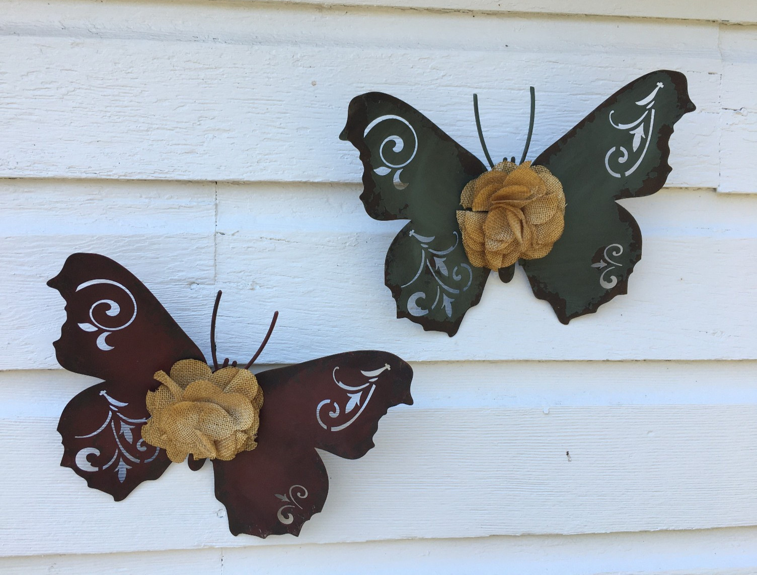 Butterfly Wall Decor Metal Rustic Wall Hangings Set Of 2 Butterflies NWOT 9×7