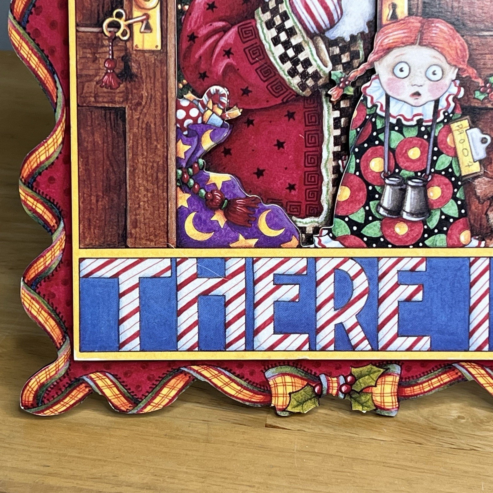 VTG Mary Engelbreit Yes, Virginia Christmas Table Hang Sign Sunrise Pub Read