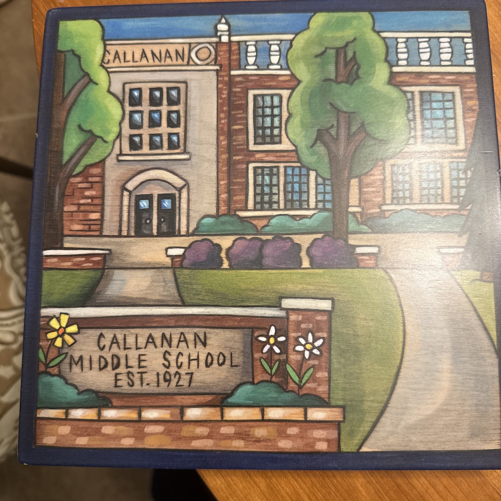 Sincerely Sticks Des Moines Callanan Public School Colorful Wall Plaque 9” x 9”