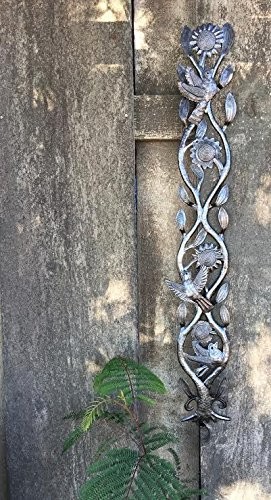 Metal Garden Art Sunflowers and Birds, Light Weight Steel Drum Haitian Decor,…