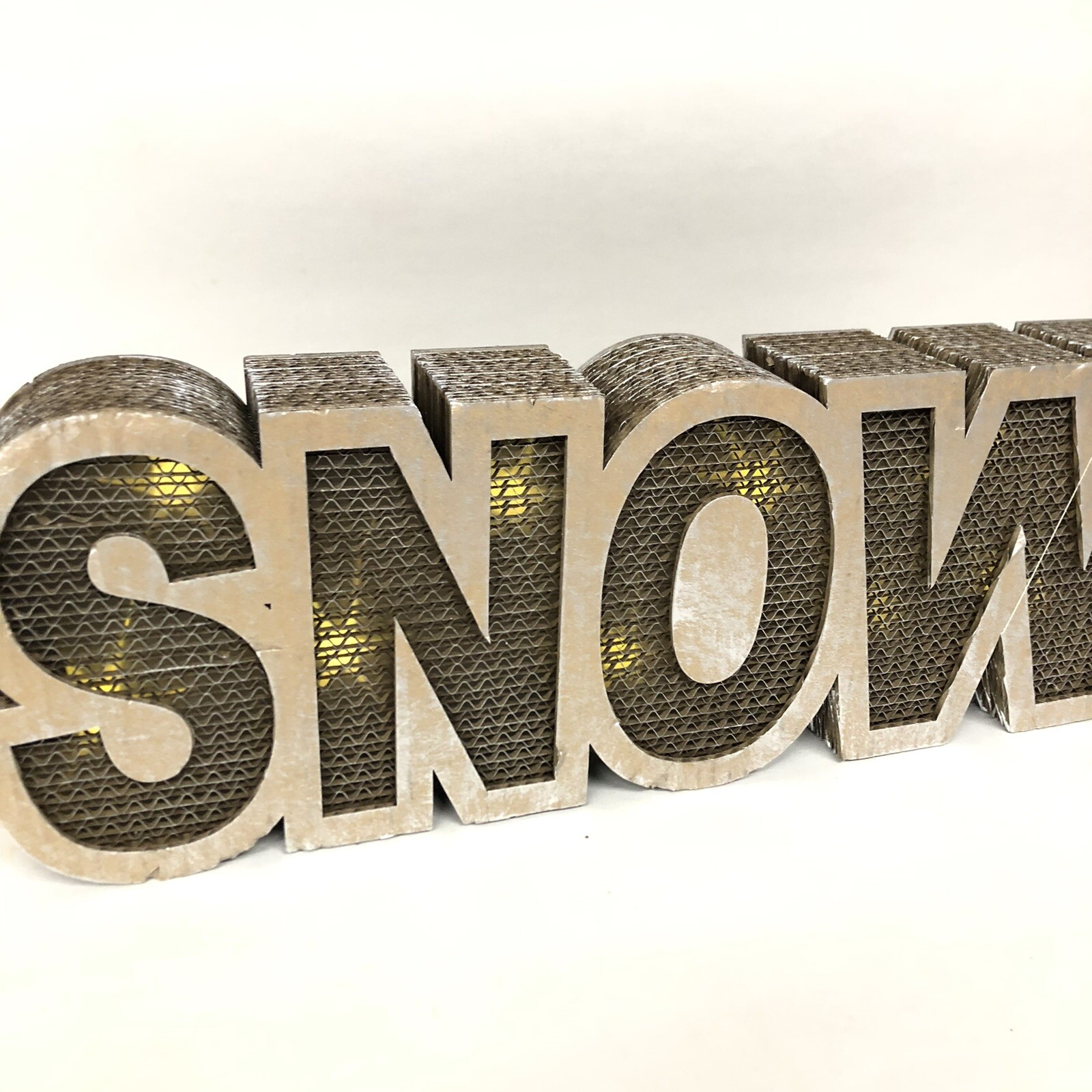 LED Light Paper Marquee Letter Decor SNOW big 3D Display Brown Battery Operated