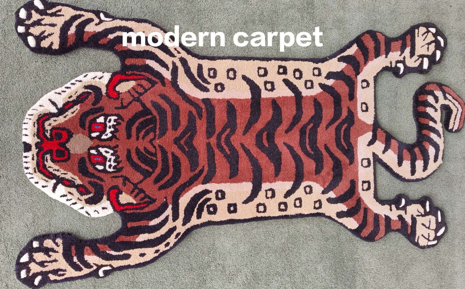 Tibetan Tiger Rugs Handmade 100% Woolen Hand Tufted For Home Decoration