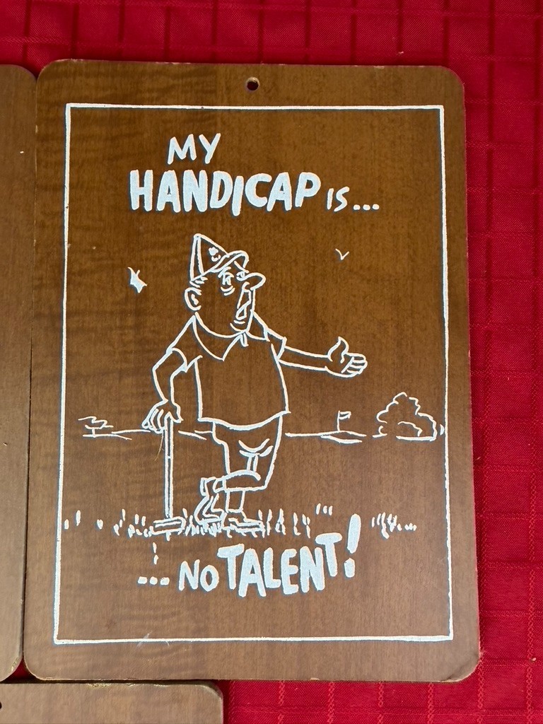 3 LOT VTG wooden novelty gag gift sign humorous cartoon illustration